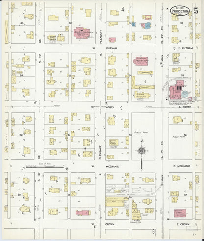 Sanborn Fire Insurance Map from Princeton, Bureau County, Illinois (1911), Sheet #0005 - Complete Map Set gallery image, historic Sanborn map, vintage wall art, Illinois Illinois