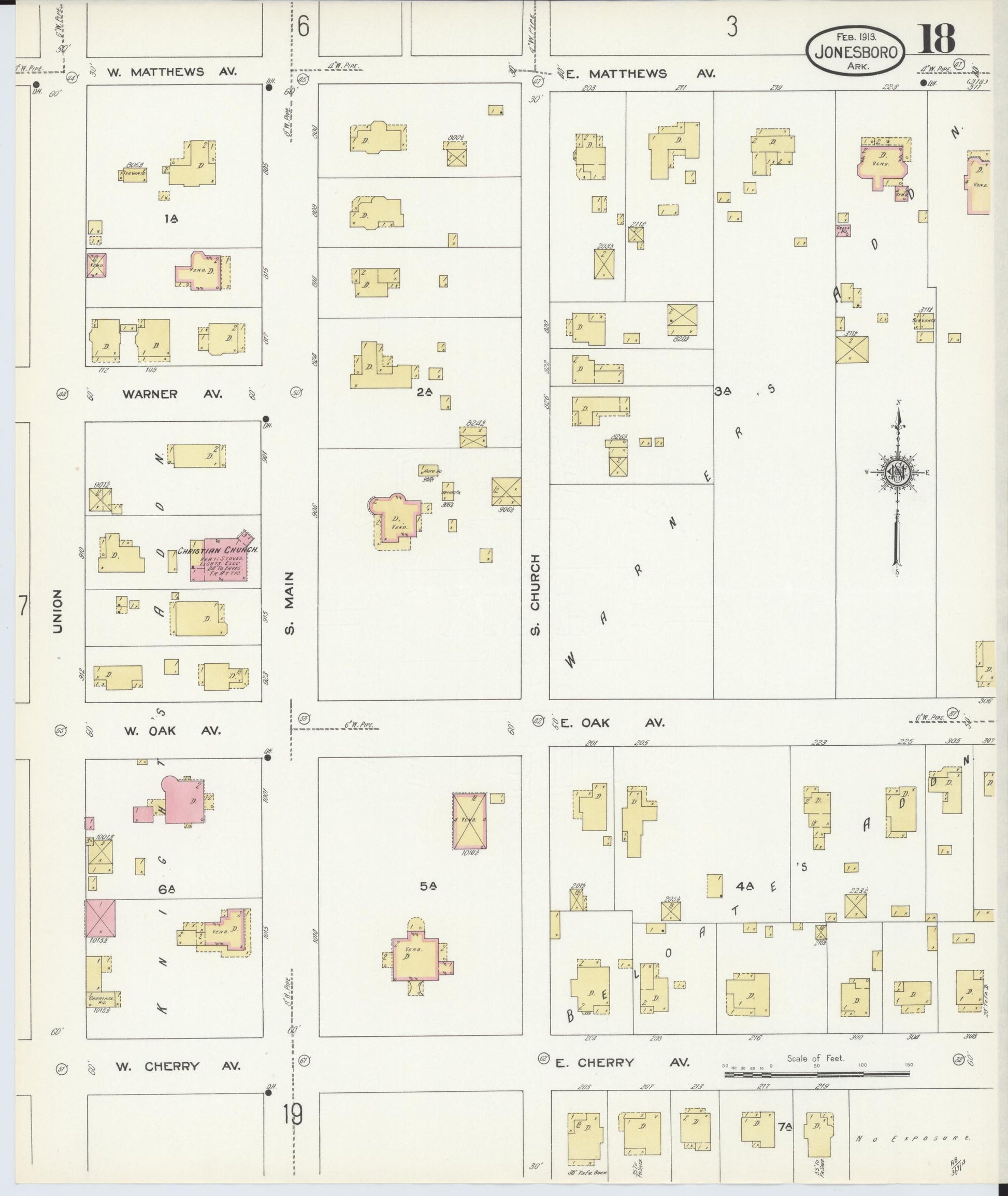 Sanborn Fire Insurance Map from Jonesboro, Craighead County, Arkansas (1913), Sheet #0018 - Historic Sanborn Fire Insurance Map Print, vintage old map wall art, antique decor, genealogy gift, Arkansas Arkansas map
