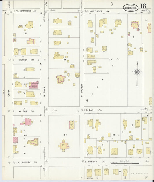 Sanborn Fire Insurance Map from Jonesboro, Craighead County, Arkansas (1913), Sheet #0018 - Historic Sanborn Fire Insurance Map Print, vintage old map wall art, antique decor, genealogy gift, Arkansas Arkansas map