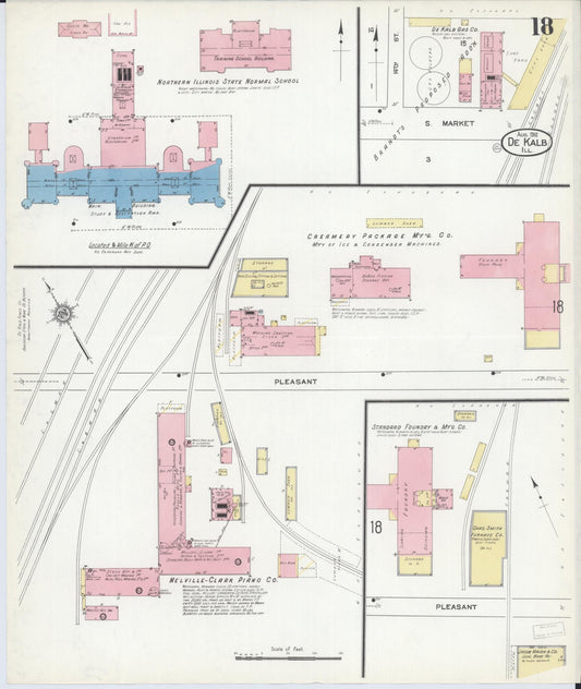 Sanborn Fire Insurance Map from De Kalb, De Kalb County, Illinois (1912), Sheet #0018 - Historic Sanborn Fire Insurance Map Print, vintage old map wall art, antique decor, genealogy gift, Illinois Illinois map
