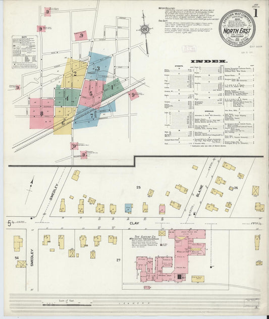 Sanborn Fire Insurance Map from North East, Erie County, Pennsylvania (1912), Sheet #0001 - Historic Sanborn Fire Insurance Map Print, vintage old map wall art, antique decor, genealogy gift, Pennsylvania Pennsylvania map