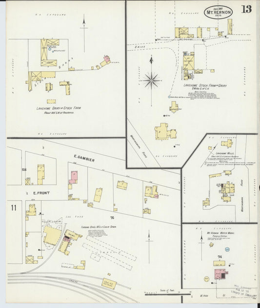 Sanborn Fire Insurance Map from Mount Vernon, Knox County, Ohio (1897), Sheet #0013 - Historic Sanborn Fire Insurance Map Print, vintage old map wall art, antique decor, genealogy gift, Ohio Ohio map
