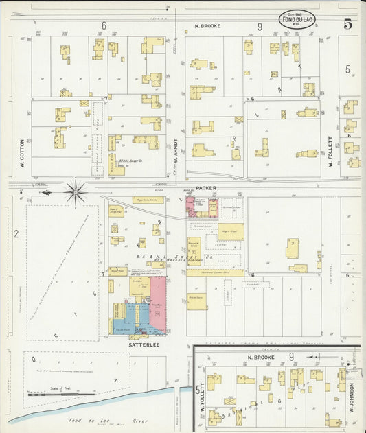 Sanborn Fire Insurance Map from Fond du Lac, Fond du Lac County, Wisconsin (1908), Sheet #0005 - Historic Sanborn Fire Insurance Map Print, vintage old map wall art, antique decor, genealogy gift, Wisconsin Wisconsin map