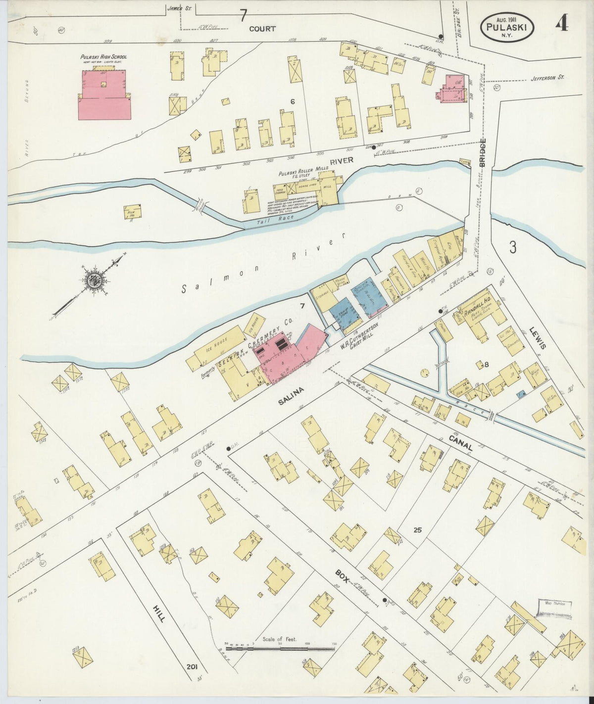 Sanborn Fire Insurance Map from Pulaski, Oswego County, New York (1911), Sheet #0004 - Complete Map Set gallery image, historic Sanborn map, vintage wall art, New York New York