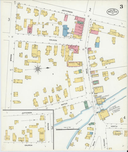 Sanborn Fire Insurance Map from Mexico, Oswego County, New York (1906), Sheet #0003 - Complete Map Set gallery image, historic Sanborn map, vintage wall art, New York New York
