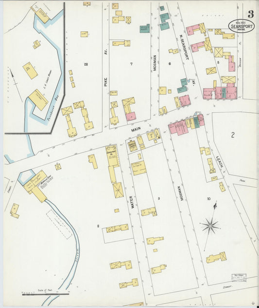 Sanborn Fire Insurance Map from Searsport, Waldo County, Maine (1901), Sheet #0003 - Historic Sanborn Fire Insurance Map Print, vintage old map wall art, antique decor, genealogy gift, Maine Maine map