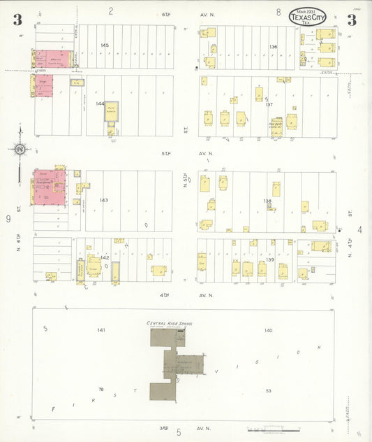 Sanborn Fire Insurance Map from Texas City, Galveston County, Texas (1931), Sheet #0003 - Historic Sanborn Fire Insurance Map Print, vintage old map wall art, antique decor, genealogy gift, Texas Texas map