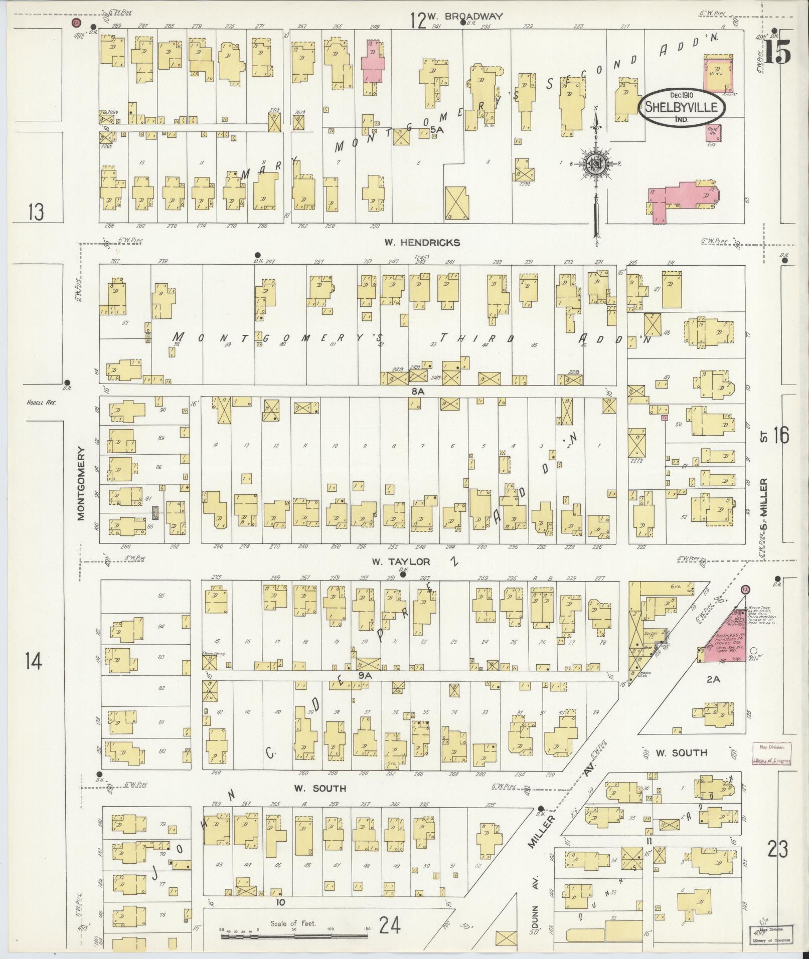Sanborn Fire Insurance Map from Shelbyville, Shelby County, Indiana (1910), Sheet #0015 - Complete Map Set gallery image, historic Sanborn map, vintage wall art, Indiana Indiana