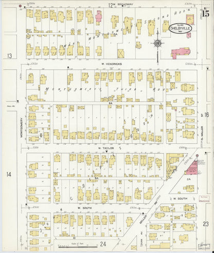Sanborn Fire Insurance Map from Shelbyville, Shelby County, Indiana (1910), Sheet #0015 - Complete Map Set gallery image, historic Sanborn map, vintage wall art, Indiana Indiana