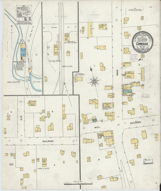 Sanborn Fire Insurance Map from Conesus, Livingston County, New York (1906), Sheet #0001 - Historic Sanborn Fire Insurance Map Print, vintage old map wall art, antique decor, genealogy gift, New York New York map