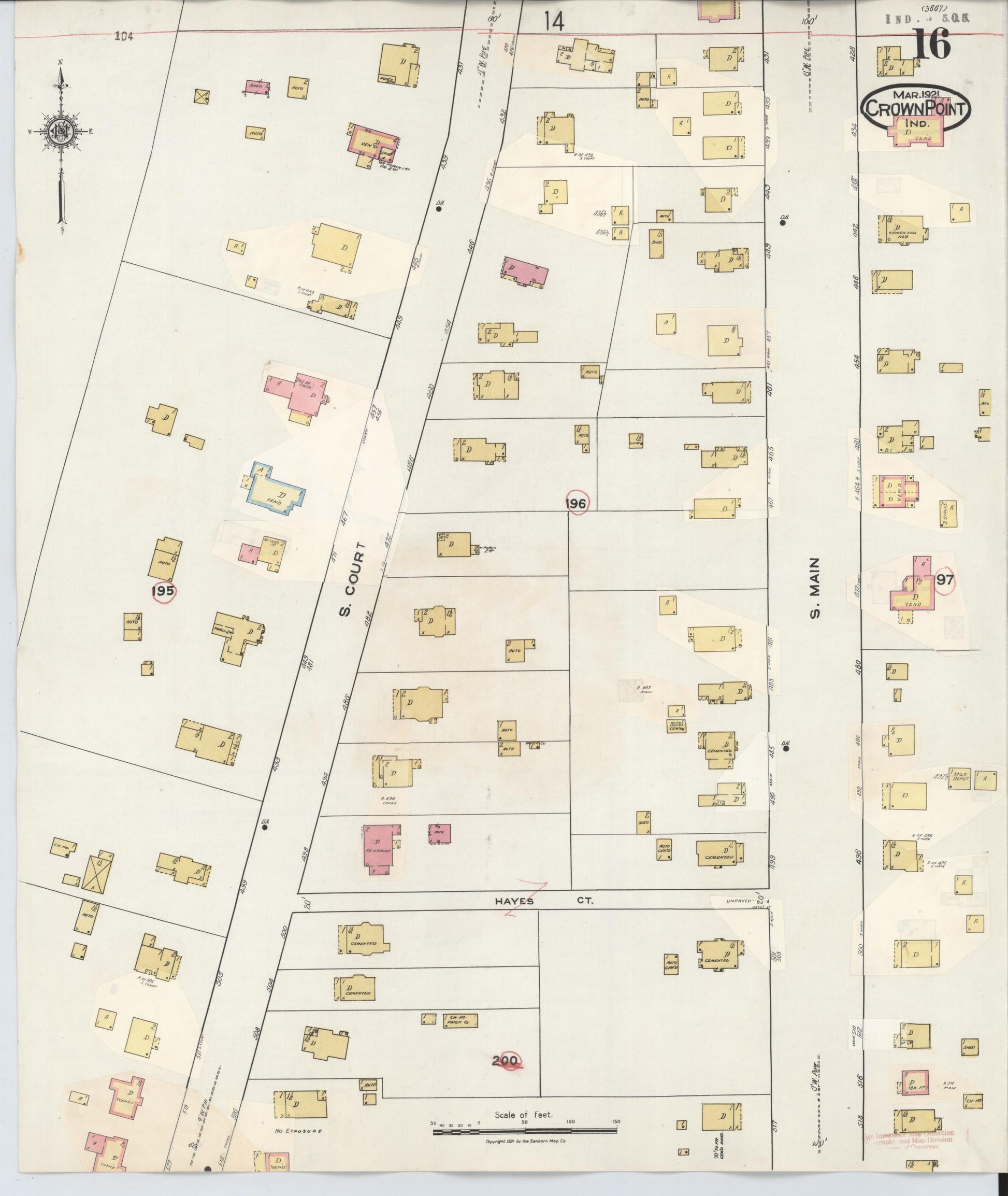 Sanborn Fire Insurance Map from Crown Point, Lake County, Indiana (1948), Sheet #0016 - Complete Map Set gallery image, historic Sanborn map, vintage wall art, Indiana Indiana