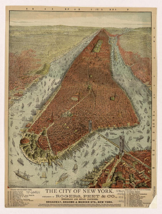 The city of New York. (1879) – Historic Bird’s-Eye View Panorama Print