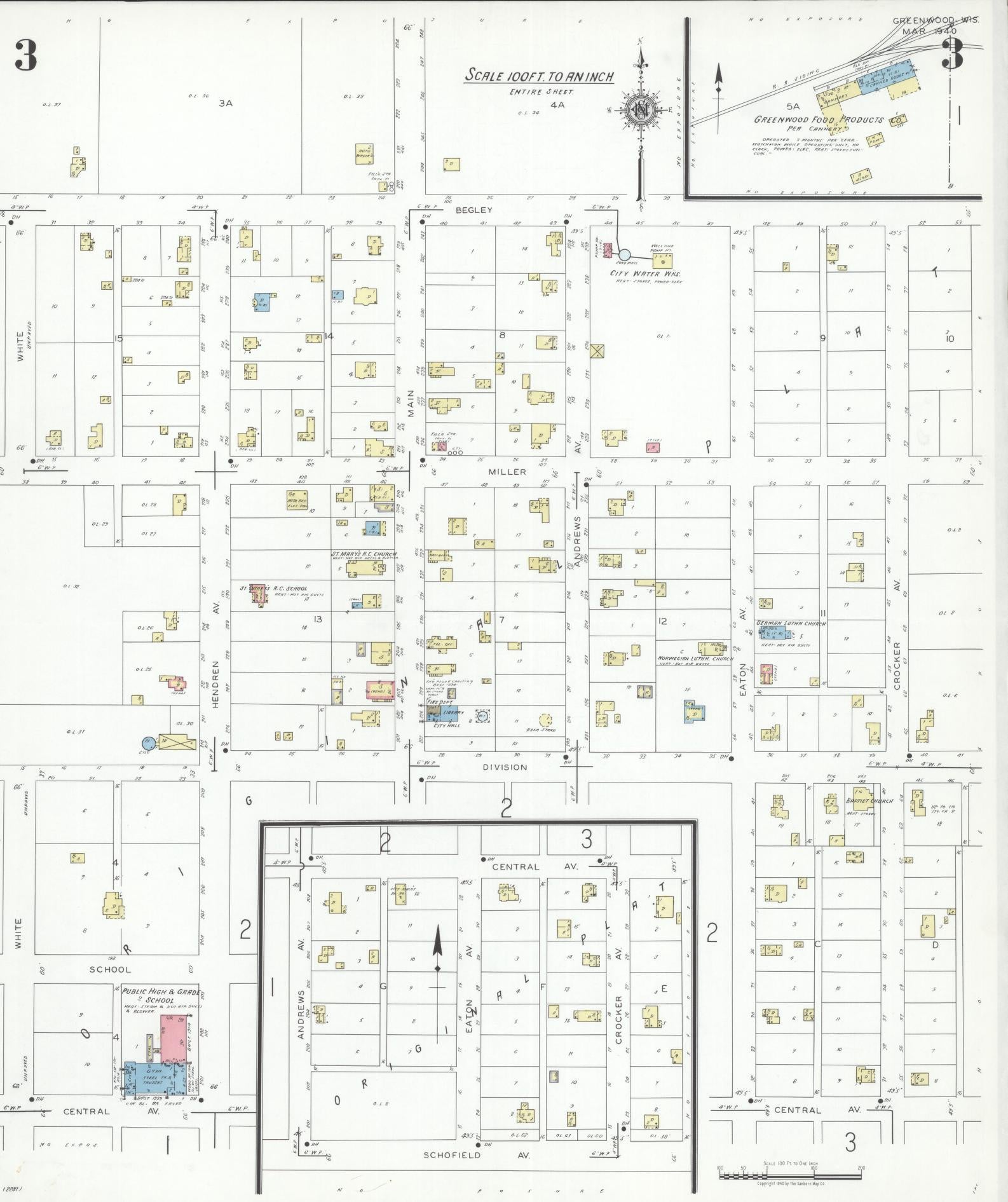 Sanborn Fire Insurance Map from Greenwood, Clark County, Wisconsin (1940), Sheet #0003 - Historic Sanborn Fire Insurance Map Print, vintage old map wall art, antique decor, genealogy gift, Wisconsin Wisconsin map