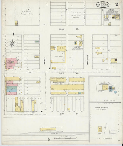 Sanborn Fire Insurance Map from Abilene, Taylor County, Texas (1896), Sheet #0002 - Historic Sanborn Fire Insurance Map Print, vintage old map wall art, antique decor, genealogy gift, Texas Texas map