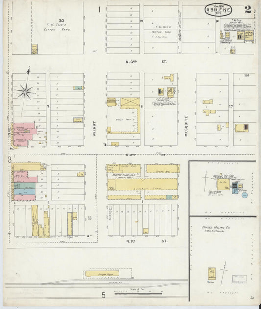Sanborn Fire Insurance Map from Abilene, Taylor County, Texas (1896), Sheet #0002 - Historic Sanborn Fire Insurance Map Print, vintage old map wall art, antique decor, genealogy gift, Texas Texas map