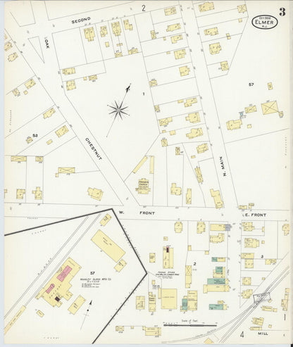 Sanborn Fire Insurance Map from Elmer, Salem County, New Jersey (1908), Sheet #0003 - Historic Sanborn Fire Insurance Map Print, vintage old map wall art, antique decor, genealogy gift, New Jersey New Jersey map