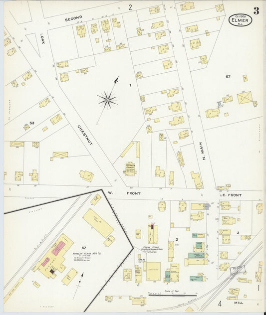 Sanborn Fire Insurance Map from Elmer, Salem County, New Jersey (1908), Sheet #0003 - Historic Sanborn Fire Insurance Map Print, vintage old map wall art, antique decor, genealogy gift, New Jersey New Jersey map