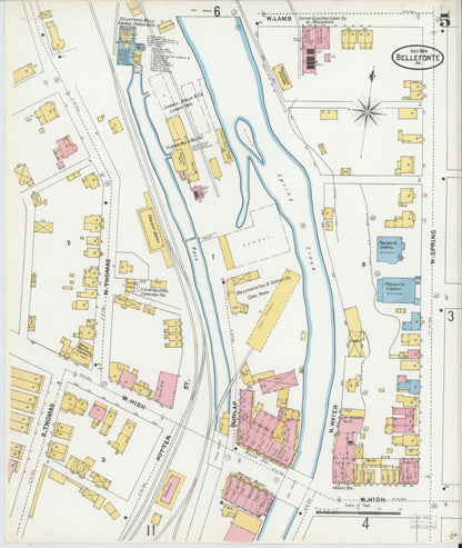 Sanborn Fire Insurance Map from Bellefonte, Centre County, Pennsylvania (1904), Sheet #0005 - Complete Map Set gallery image, historic Sanborn map, vintage wall art, Pennsylvania Pennsylvania