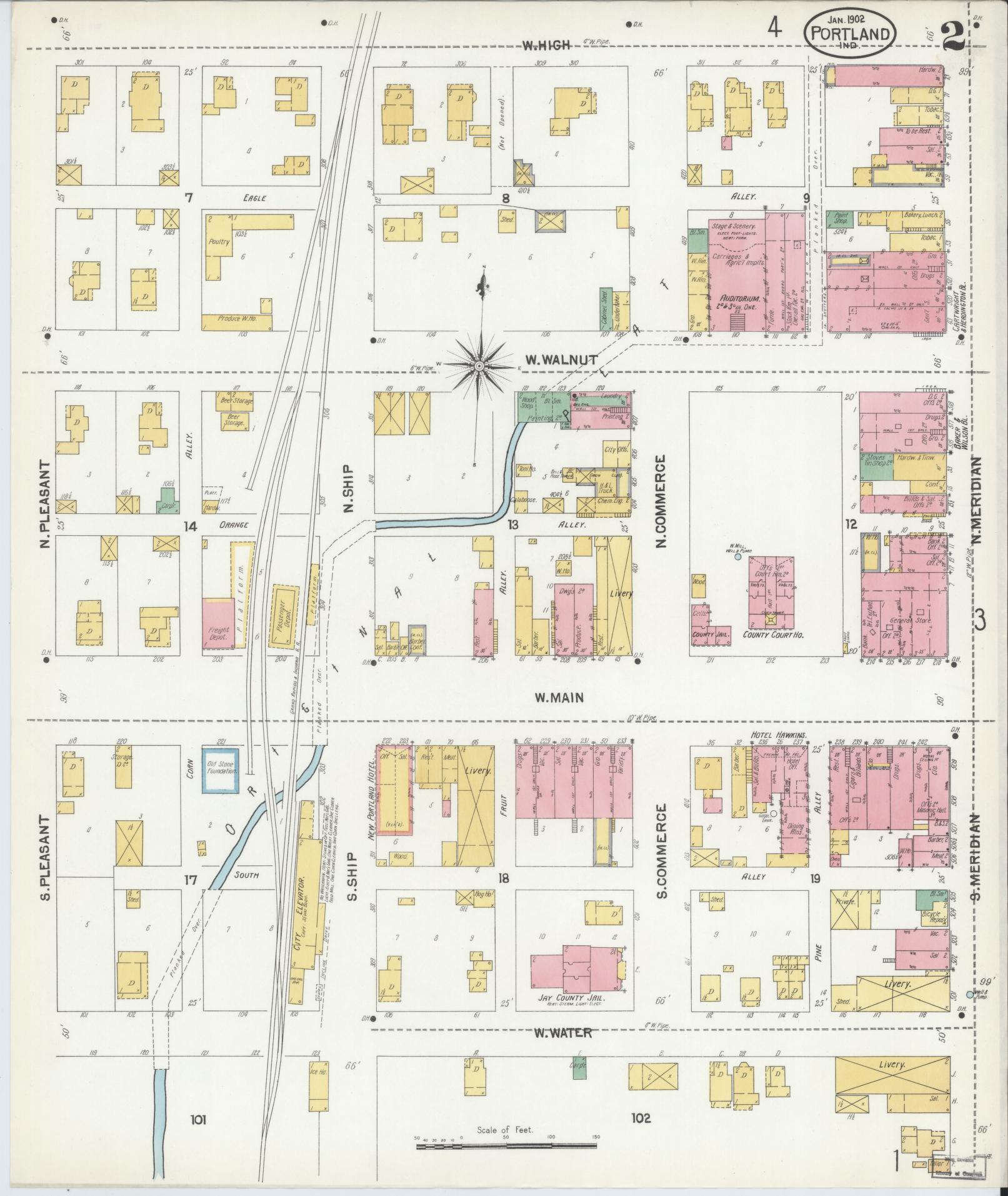 Sanborn Fire Insurance Map from Portland, Jay County, Indiana (1902), Sheet #0002 - Complete Map Set gallery image, historic Sanborn map, vintage wall art, Indiana Indiana