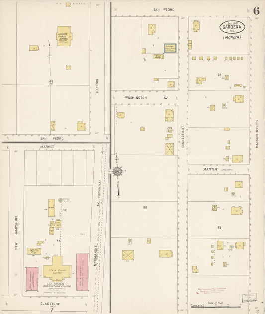 Sanborn Fire Insurance Map from Gardena, Los Angeles County, California (1912), Sheet #0006 - Historic Sanborn Fire Insurance Map Print, vintage old map wall art, antique decor, genealogy gift, California California map