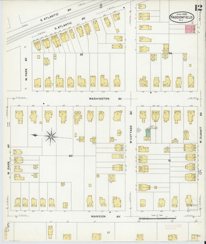 Sanborn Fire Insurance Map from Haddonfield, Camden County, New Jersey (1908), Sheet #0012 - Complete Map Set gallery image, historic Sanborn map, vintage wall art, New Jersey New Jersey