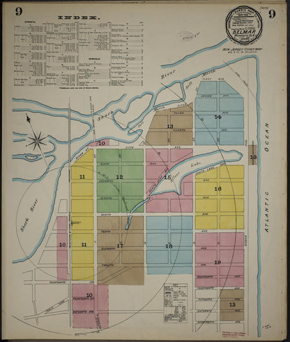 Sanborn Fire Insurance Map from New Jersey Coast, New Jersey Coast, New Jersey (1890), Sheet #0009 - Complete Map Set gallery image, historic Sanborn map, vintage wall art, New Jersey Coast New Jersey