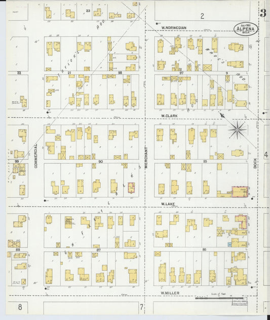 Sanborn Fire Insurance Map from Alpena, Alpena County, Michigan (1901), Sheet #0003 - Historic Sanborn Fire Insurance Map Print, vintage old map wall art, antique decor, genealogy gift, Michigan Michigan map
