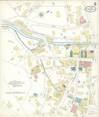 Sanborn Fire Insurance Map from Placerville, El Dorado County, California (1899), Sheet #0003 - Complete Map Set gallery image, historic Sanborn map, vintage wall art, California California