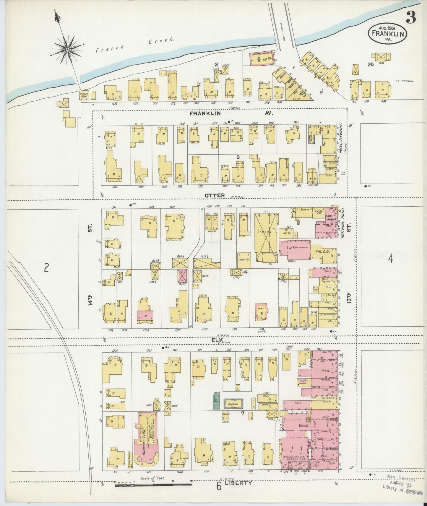 Sanborn Fire Insurance Map from Franklin, Venango County, Pennsylvania (1906), Sheet #0003 - Historic Sanborn Fire Insurance Map Print, vintage old map wall art, antique decor, genealogy gift, Pennsylvania Pennsylvania map