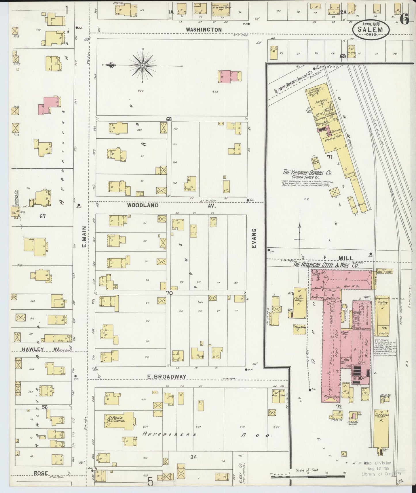 Sanborn Fire Insurance Map from Salem, Columbiana County, Ohio (1898), Sheet #0006 - Complete Map Set gallery image, historic Sanborn map, vintage wall art, Ohio Ohio