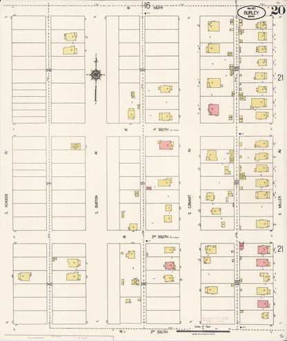 Sanborn Fire Insurance Map from Burley, Cassia County, Idaho (1921), Sheet #0020 - Complete Map Set gallery image, historic Sanborn map, vintage wall art, Idaho Idaho
