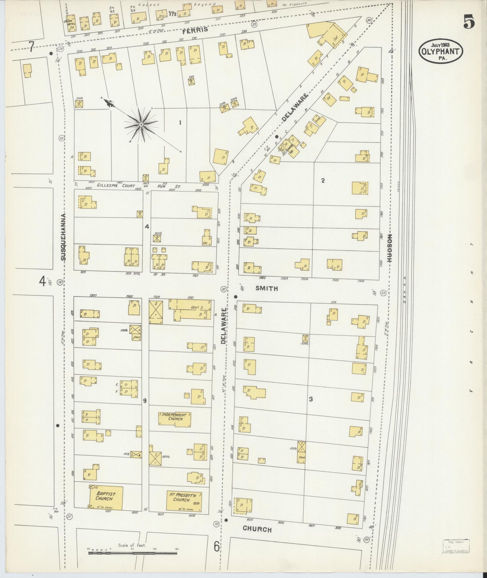 Sanborn Fire Insurance Map from Olyphant, Lackawanna County, Pennsylvania (1903), Sheet #0005 - Complete Map Set gallery image, historic Sanborn map, vintage wall art, Pennsylvania Pennsylvania
