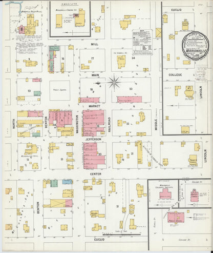 Sanborn Fire Insurance Map from Marionville, Lawrence County, Missouri (1900), Sheet #0001 - Historic Sanborn Fire Insurance Map Print, vintage old map wall art, antique decor, genealogy gift, Missouri Missouri map
