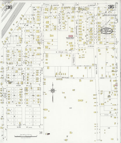 Sanborn Fire Insurance Map from El Dorado, Union County, Arkansas (1929), Sheet #0036 - Complete Map Set gallery image, historic Sanborn map, vintage wall art, Arkansas Arkansas