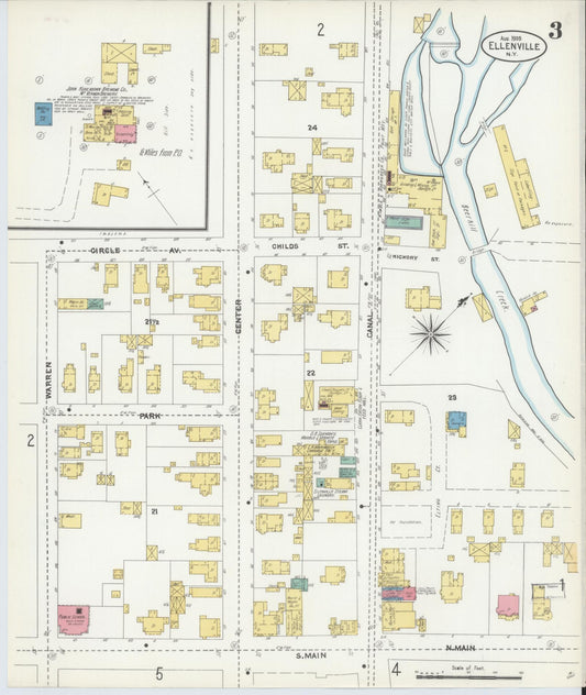 Sanborn Fire Insurance Map from Ellenville, Ulster County, New York (1905), Sheet #0003 - Historic Sanborn Fire Insurance Map Print, vintage old map wall art, antique decor, genealogy gift, New York New York map