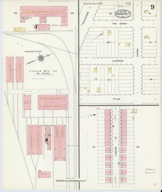 Sanborn Fire Insurance Map from Roosevelt, Middlesex County, New Jersey (1912), Sheet #0009 - Historic Sanborn Fire Insurance Map Print, vintage old map wall art, antique decor, genealogy gift, New Jersey New Jersey map