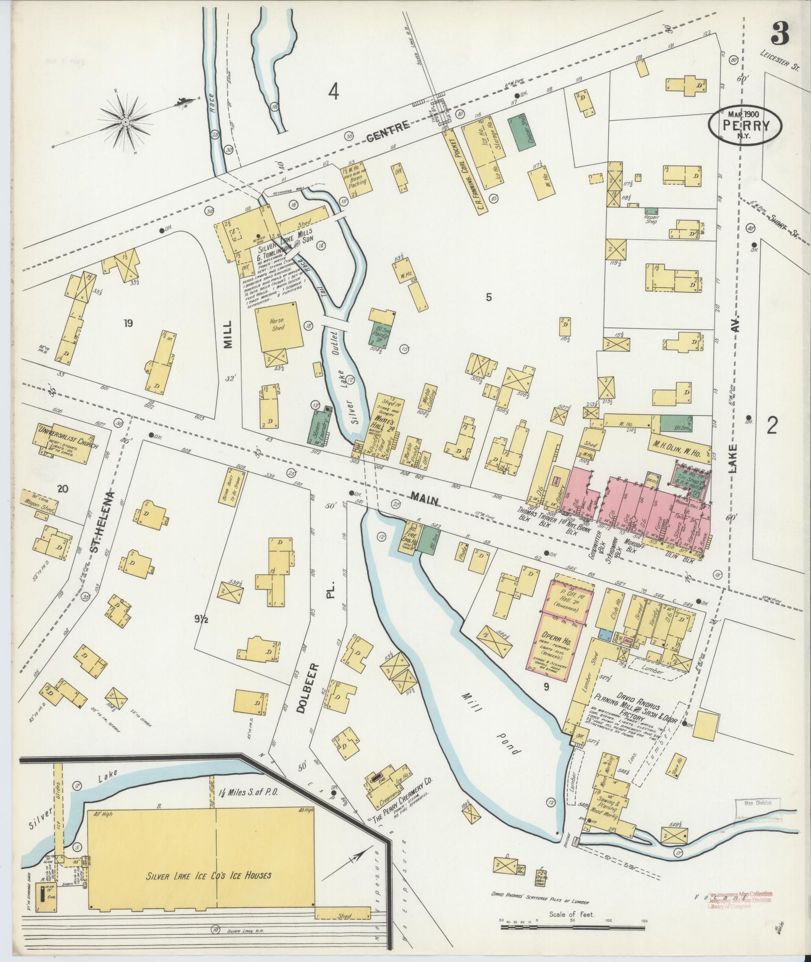 Sanborn Fire Insurance Map from Perry, Wyoming County, New York (1900), Sheet #0003 - Historic Sanborn Fire Insurance Map Print, vintage old map wall art, antique decor, genealogy gift, New York New York map