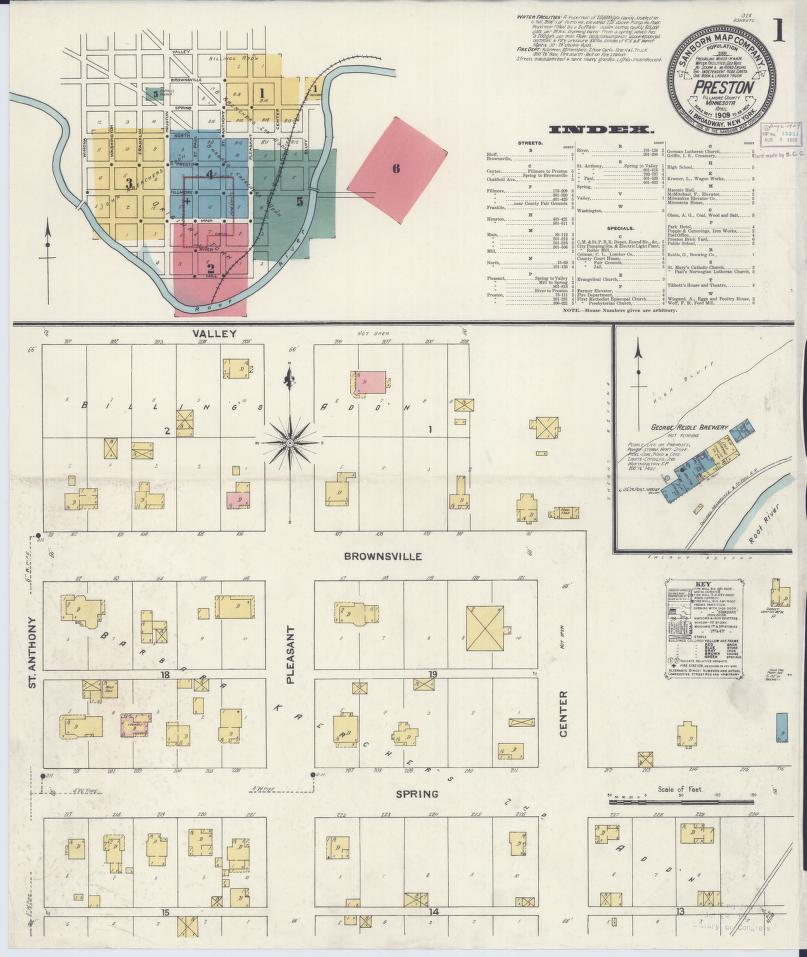Sanborn Fire Insurance Map from Preston, Fillmore County, Minnesota. (1909) – Map View