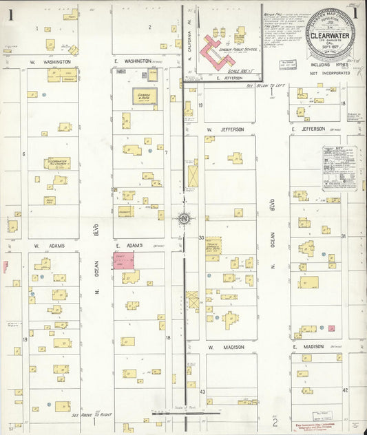 Sanborn Fire Insurance Map from Clearwater, Los Angeles County, California (1927), Sheet #0001 - Complete Map Set gallery image, historic Sanborn map, vintage wall art, California California