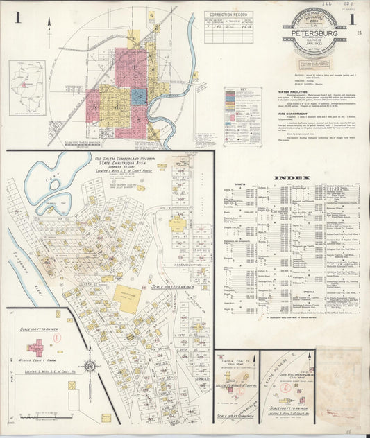 Sanborn Fire Insurance Map from Petersburg, Menard County, Illinois (1943), Sheet #0001 - Complete Map Set gallery image, historic Sanborn map, vintage wall art, Illinois Illinois