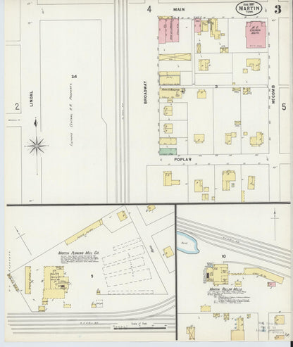 Sanborn Fire Insurance Map from Martin, Weakley County, Tennessee (1897), Sheet #0003 - Complete Map Set gallery image, historic Sanborn map, vintage wall art, Tennessee Tennessee