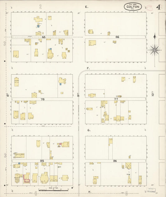 Sanborn Fire Insurance Map from Colton, San Bernardino County, California (1894), Sheet #0004 - Historic Sanborn Fire Insurance Map Print, vintage old map wall art, antique decor, genealogy gift, California California map