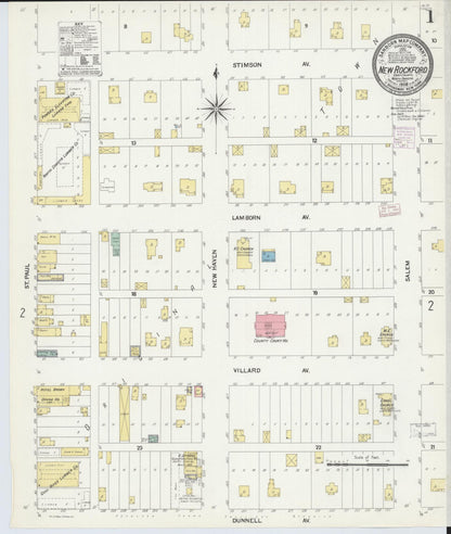 Sanborn Fire Insurance Map from New Rockford, Eddy County, North Dakota (1908), Sheet #0001 - Complete Map Set gallery image, historic Sanborn map, vintage wall art, North Dakota North Dakota