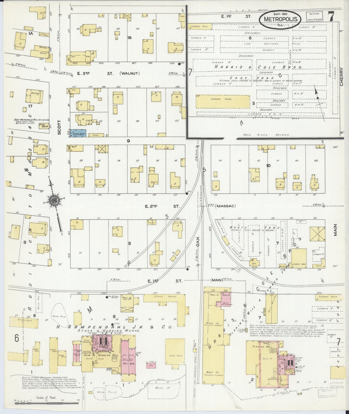 Sanborn Fire Insurance Map from Metropolis, Massac County, Illinois (1910), Sheet #0007 - Historic Sanborn Fire Insurance Map Print, vintage old map wall art, antique decor, genealogy gift, Illinois Illinois map