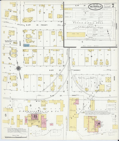 Sanborn Fire Insurance Map from Metropolis, Massac County, Illinois (1910), Sheet #0007 - Historic Sanborn Fire Insurance Map Print, vintage old map wall art, antique decor, genealogy gift, Illinois Illinois map