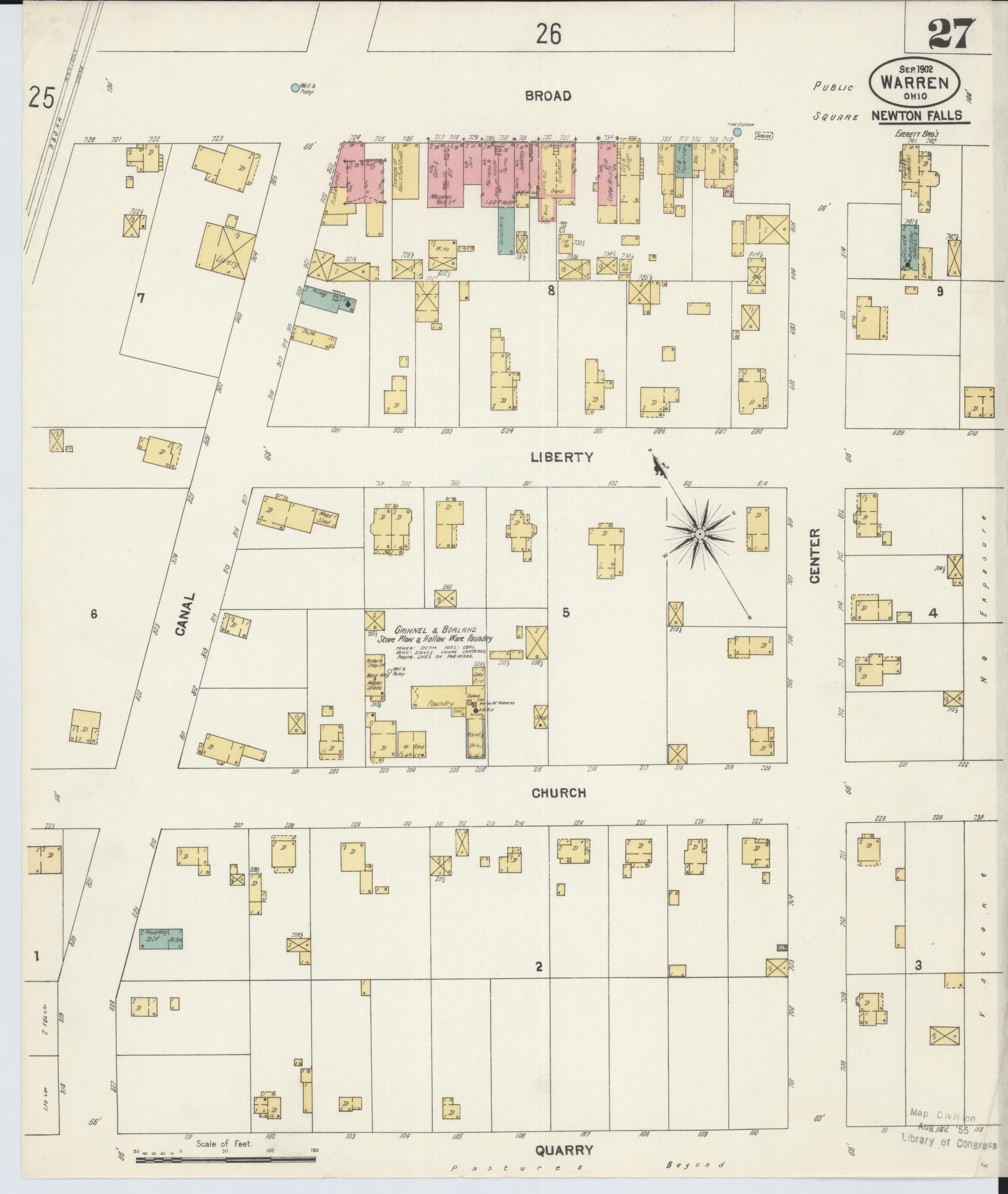 Sanborn Fire Insurance Map from Warren, Trumbull County, Ohio (1902), Sheet #0027 - Complete Map Set gallery image, historic Sanborn map, vintage wall art, Ohio Ohio