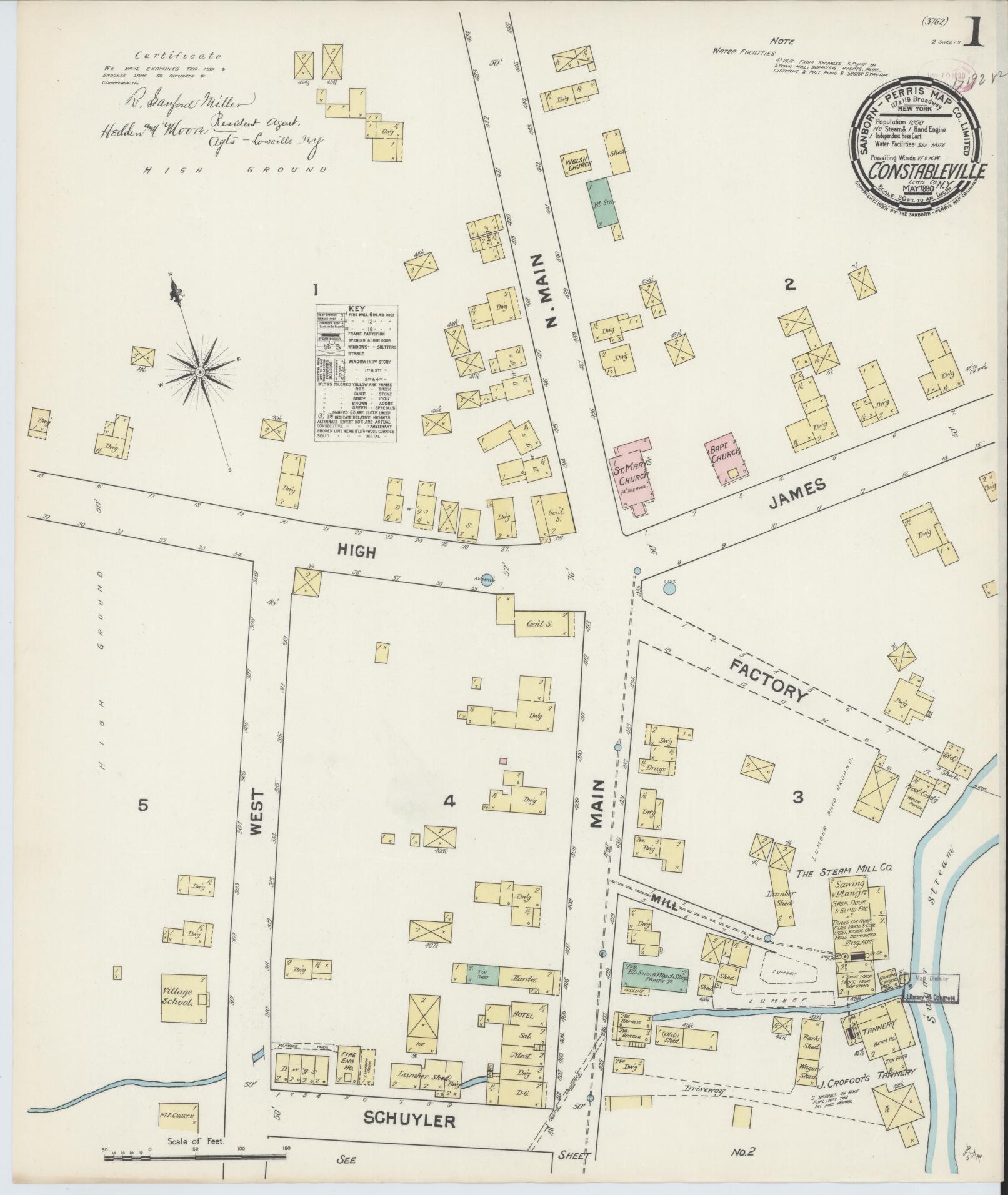 Sanborn Fire Insurance Map from Constableville, Lewis County, New York. (1890) – Historic Sanborn Fire Insurance Map Print