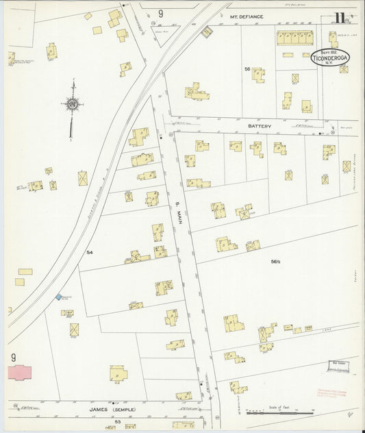 Sanborn Fire Insurance Map from Ticonderoga, Essex County, New York (1912), Sheet #0011 - Historic Sanborn Fire Insurance Map Print, vintage old map wall art, antique decor, genealogy gift, New York New York map
