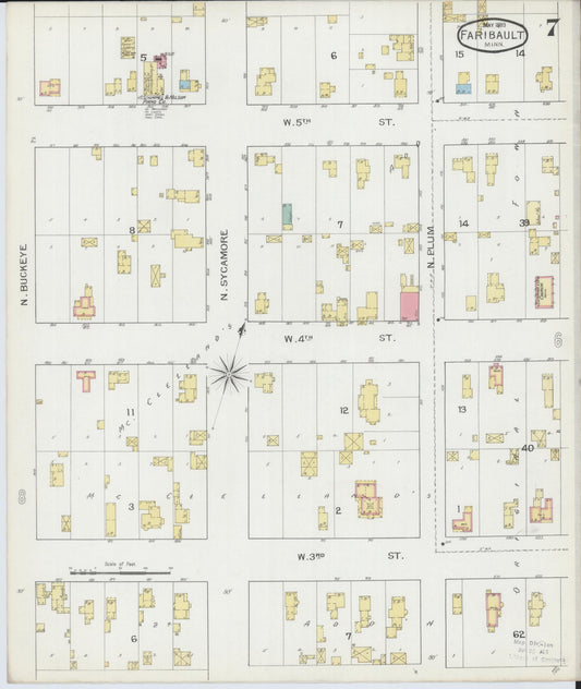 Sanborn Fire Insurance Map from Faribault, Rice County, Minnesota (1893), Sheet #0007 - Historic Sanborn Fire Insurance Map Print, vintage old map wall art, antique decor, genealogy gift, Minnesota Minnesota map