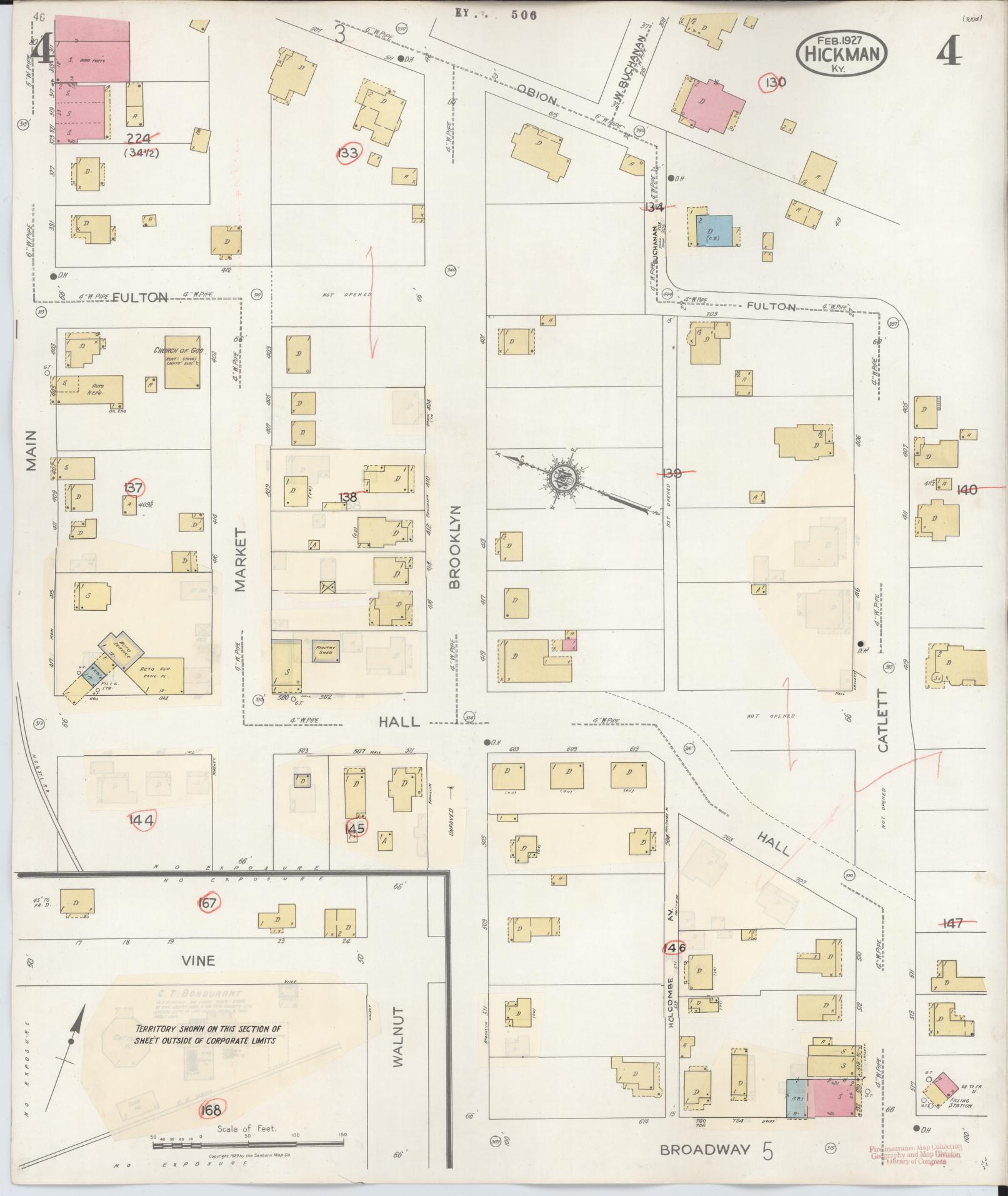 Sanborn Fire Insurance Map from Hickman, Fulton County, Kentucky (1938), Sheet #0004 - Historic Sanborn Fire Insurance Map Print, vintage old map wall art, antique decor, genealogy gift, Kentucky Kentucky map